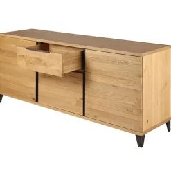 Buffet enfilade chêne massif 3 portes et tiroir - Manny
