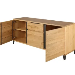Buffet enfilade chêne massif 3 portes et tiroir - Manny