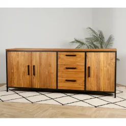 Buffet enfilade en teck massif 3 portes L195cm - Alix