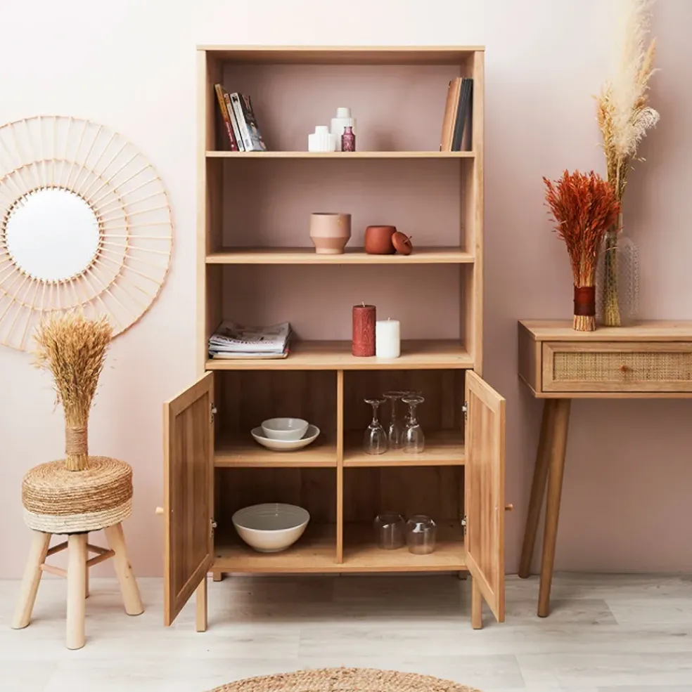 Buffet haut en bois avec 3 niveaux H163cm - Baia