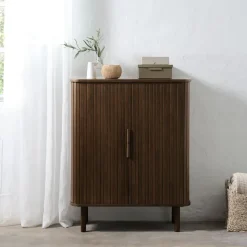 Buffet placage chêne foncé 3 étagères H113cm - Cavo
