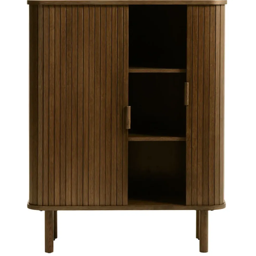 Buffet placage chêne foncé 3 étagères H113cm - Cavo