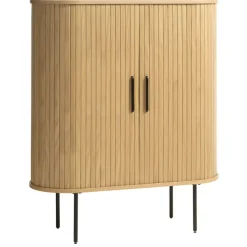 Buffet placage chêne naturel 3 étagères h118cm - nola