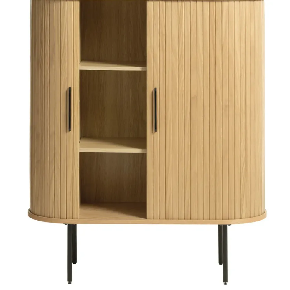 Buffet placage chêne naturel 3 étagères h118cm - nola