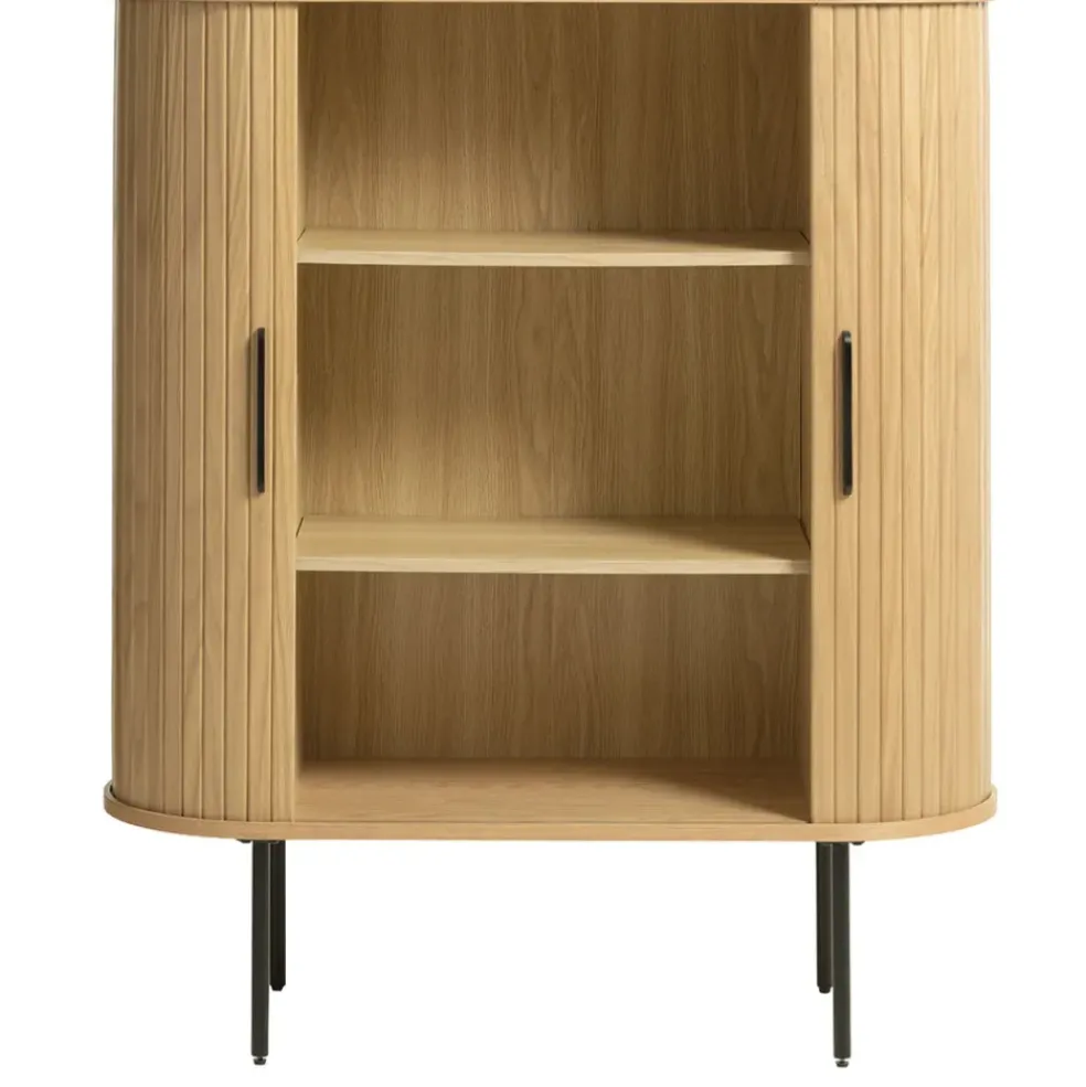 Buffet placage chêne naturel 3 étagères h118cm - nola