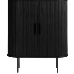 Buffet placage chêne noir 3 étagères h118cm - Nola