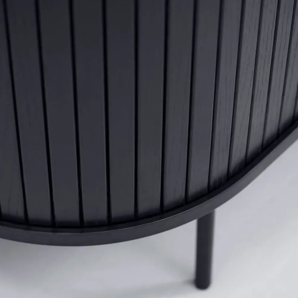 Buffet placage chêne noir 3 étagères h118cm - Nola