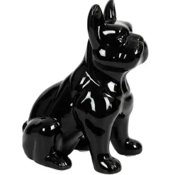 Bulldog ceramique noir h20cm