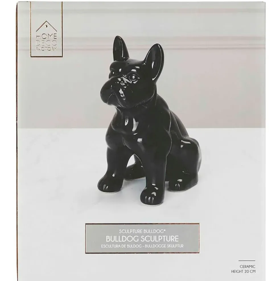 Bulldog ceramique noir h20cm
