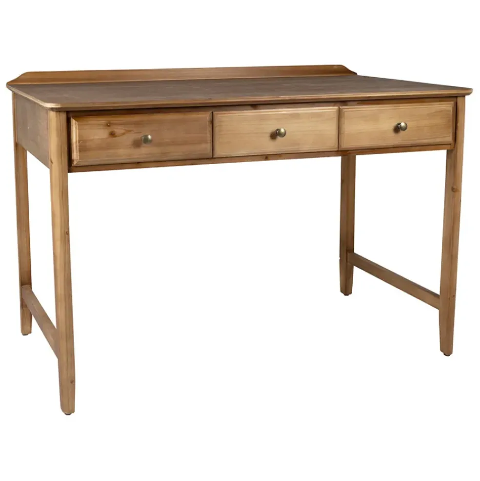 Bureau 3 tiroirs naturel en sapin - Firmin