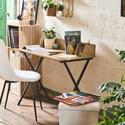 Bureau en bois naturel et fer noir - Kara