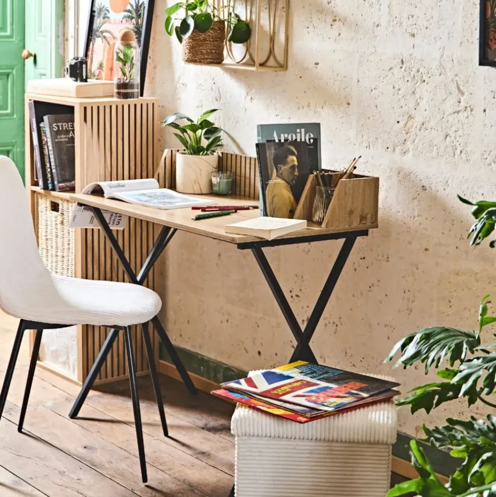 Bureau en bois naturel et fer noir - Kara