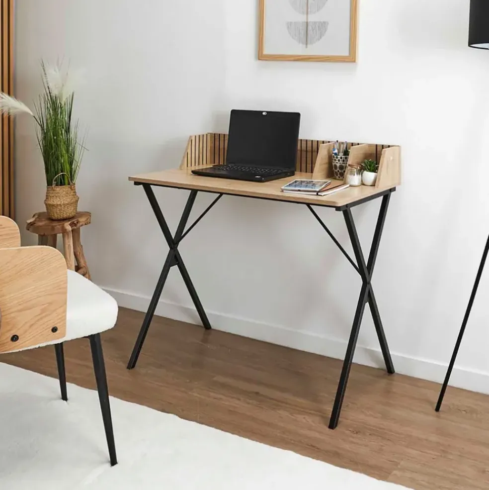 Bureau en bois naturel et fer noir - Kara