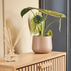 Cache pot en céramique taupe d13.5cm