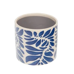 Cache-pot en céramique bleu et blanc H12cm - Rhodes