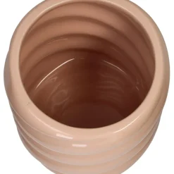 Cache-pot torsadé en grès rose d14cm