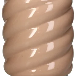Cache-pot torsadé en grès rose d14cm