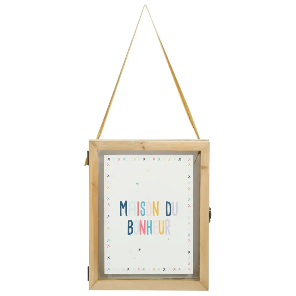 Cadre déco maison bonheur ruban multicolore 20x25cm