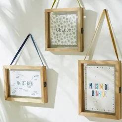 Cadre déco maison bonheur ruban multicolore 20x25cm