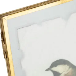 Cadre déco (x2) en verre et coton oiseau 14x18cm