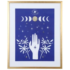 Cadre deco encadré main visionn bleu et doré 42x52cm