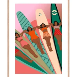 Cadre image graphic surf woman 50x70cm lario chêne