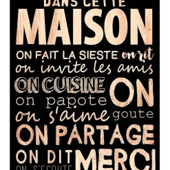 Cadre " Dans cette maison" en bois naturel et noir 30x40cm
