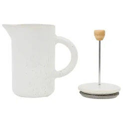 Cafetière à piston blanc moucheté 1.1l en grès - nordika