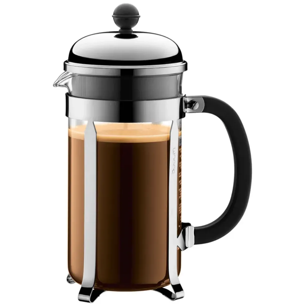 Cafetière à piston en verre borosilicate et inox 1l - Chambord
