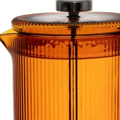 Cafetière à piston striée en verre borosilicate ambre et émeraude 1L