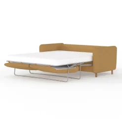 Canapé convertible 2 places Gustave - Tissu Texturé - Crown Moutarde