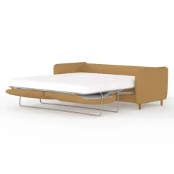 Canapé convertible 2 places Gustave - Tissu Texturé - Crown Moutarde