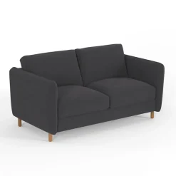 Canapé convertible 2 places Bultex Gustave - Velours Vintage - Adore Anthracite