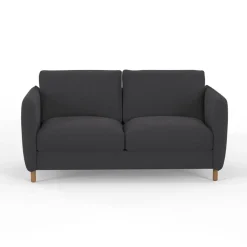 Canapé convertible 2 places Bultex Gustave - Velours Vintage - Adore Anthracite