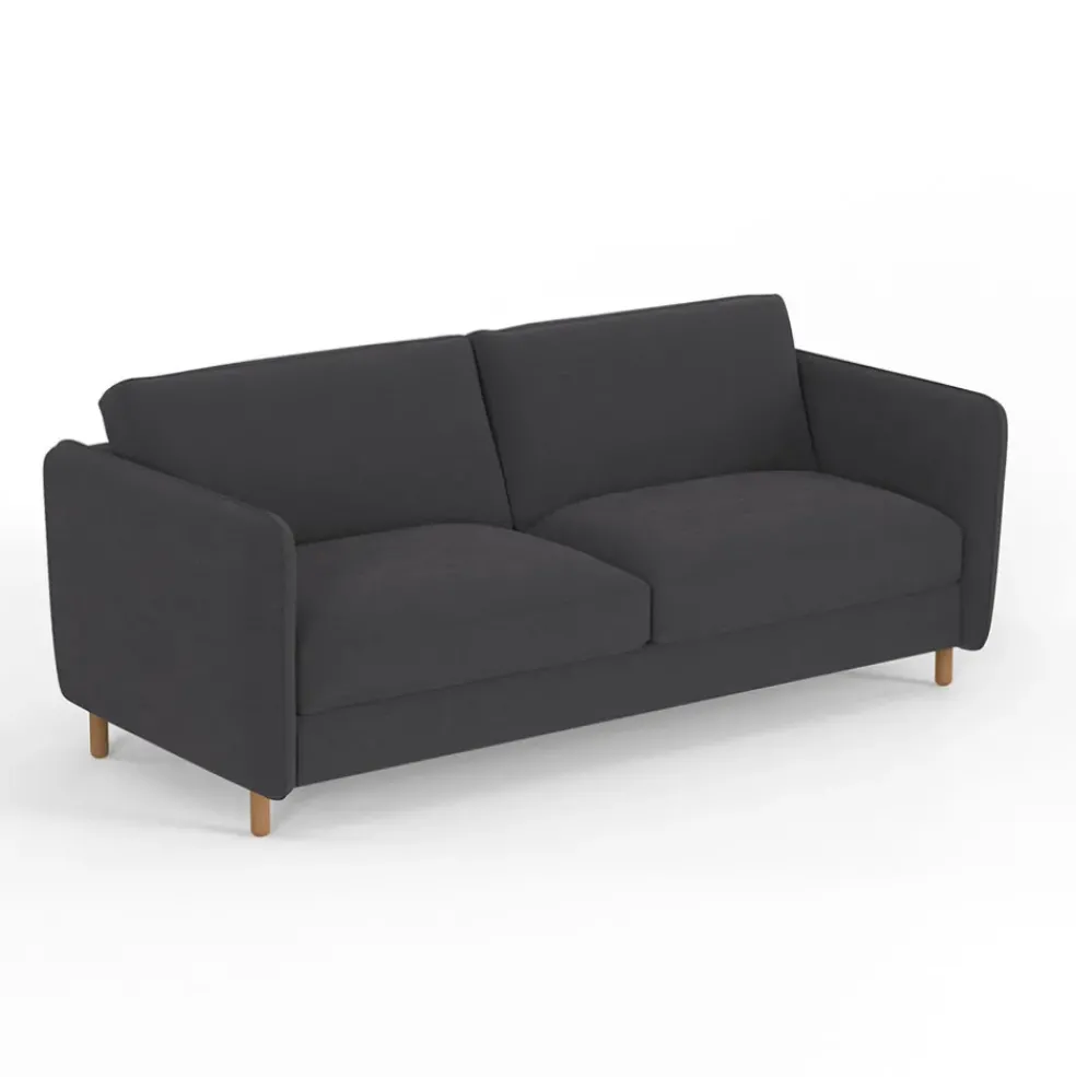 Canapé convertible 2 places Bultex Gustave - Velours Vintage - Adore Anthracite