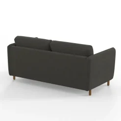 Canapé convertible 2 places Bultex Gustave - Velours Vintage - Adore Anthracite