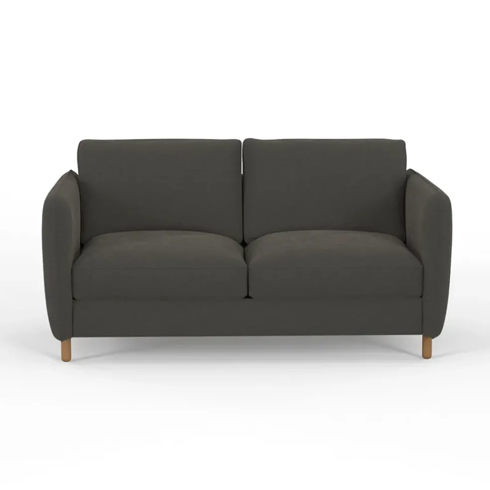 Canapé convertible 2 places Bultex Gustave - Velours Vintage - Adore Anthracite