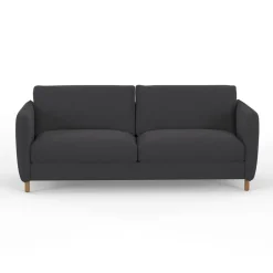 Canapé convertible 2 places Bultex Gustave - Velours Vintage - Adore Anthracite