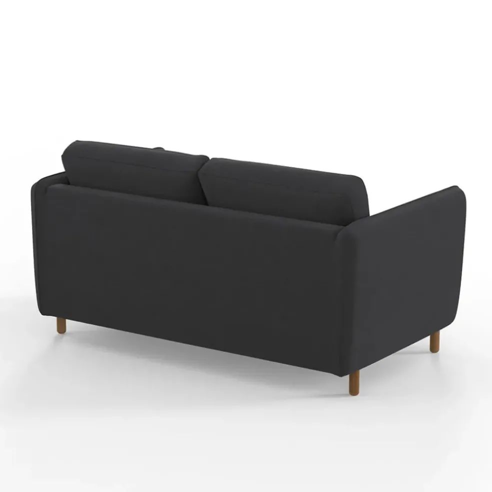 Canapé convertible 2 places Bultex Gustave - Velours Vintage - Adore Anthracite