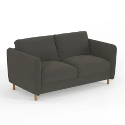 Canapé convertible 2 places Bultex Gustave - Velours Vintage - Adore Anthracite