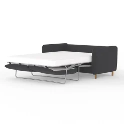 Canapé convertible 2 places Bultex Gustave - Velours Vintage - Adore Anthracite