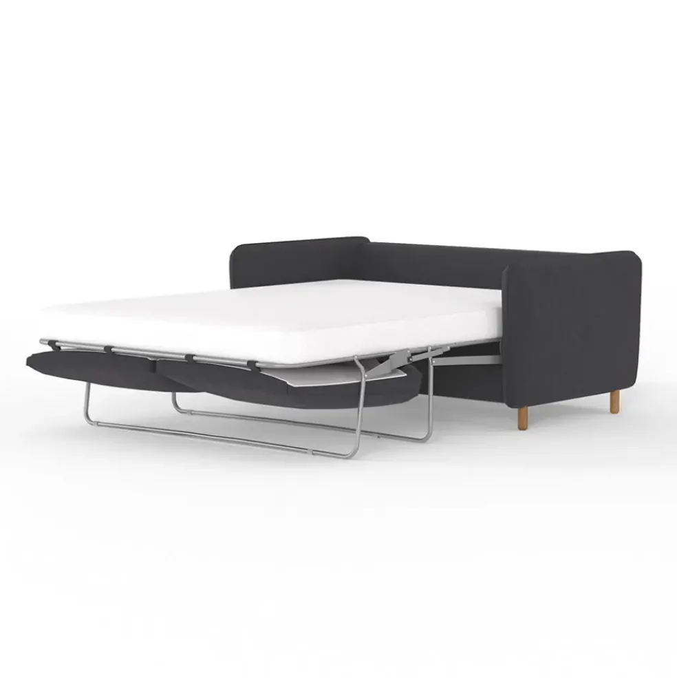 Canapé convertible 2 places Bultex Gustave - Velours Vintage - Adore Anthracite