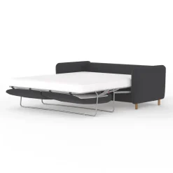Canapé convertible 2 places Bultex Gustave - Velours Vintage - Adore Anthracite