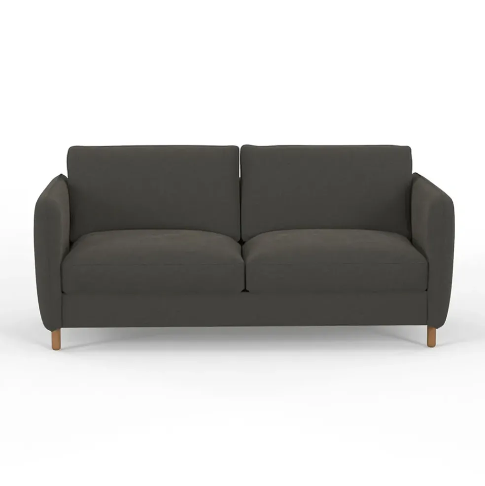 Canapé convertible 2 places Bultex Gustave - Velours Vintage - Adore Anthracite