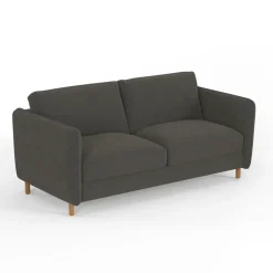 Canapé convertible 2 places Bultex Gustave - Velours Vintage - Adore Anthracite
