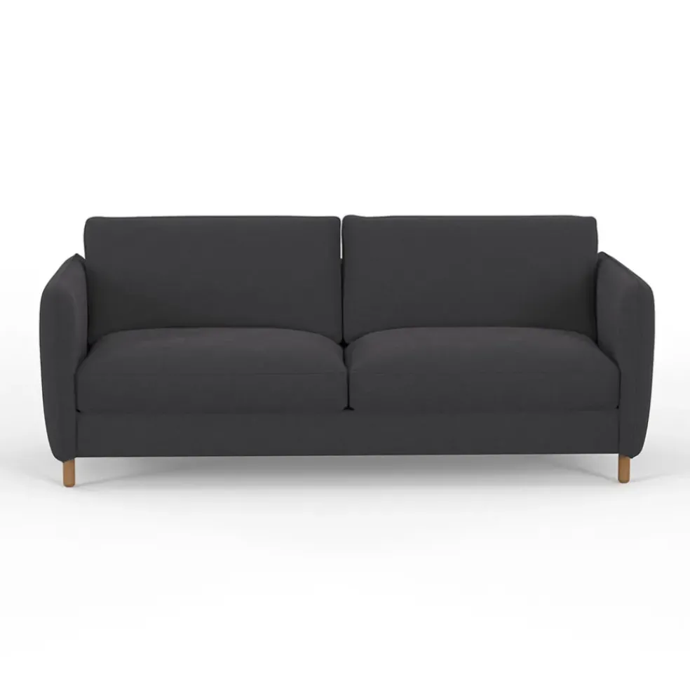 Canapé convertible 2 places Bultex Gustave - Velours Vintage - Adore Anthracite