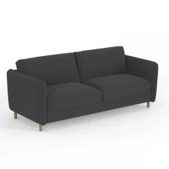 Canapé convertible 2 places Bultex Gustave - Velours Vintage - Adore Anthracite