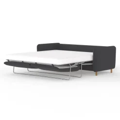 Canapé convertible 2 places Bultex Gustave - Velours Vintage - Adore Anthracite