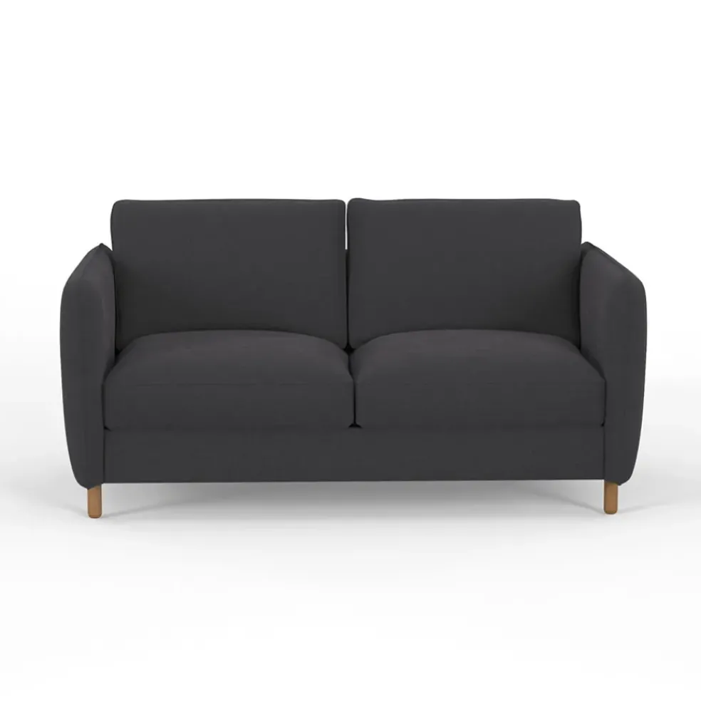 Canapé convertible 2 places Bultex Gustave - Velours Vintage - Adore Anthracite