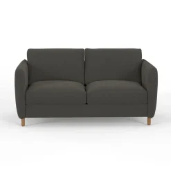 Canapé convertible 2 places Bultex Gustave - Velours Vintage - Adore Anthracite